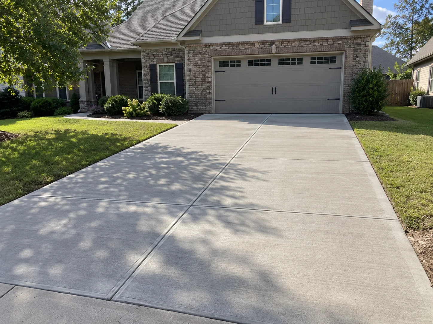 Freshly replaced residential concrete driveway